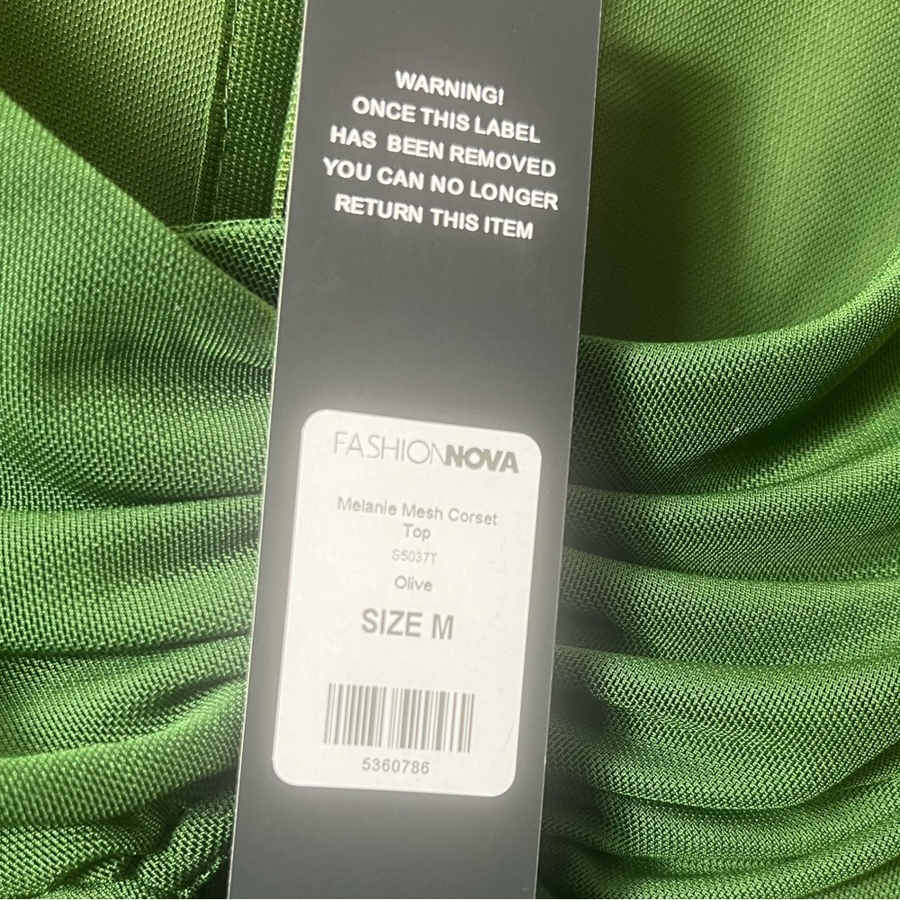NWT Fashion Nova Melanie Mesh Corset Top Olive Green Size Medium Nightclub Y2K - Picture 5 of 9